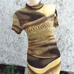NOS Vtg To Die For Marbled Long L Dress Stretchy Vintage USA Made Spandex